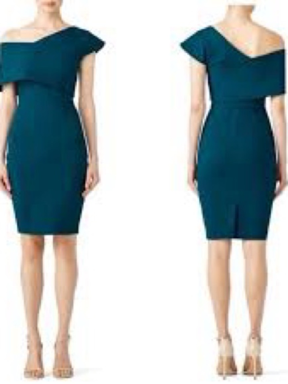 Elliatt Teal One-Shoulder Sheath Popover Dress